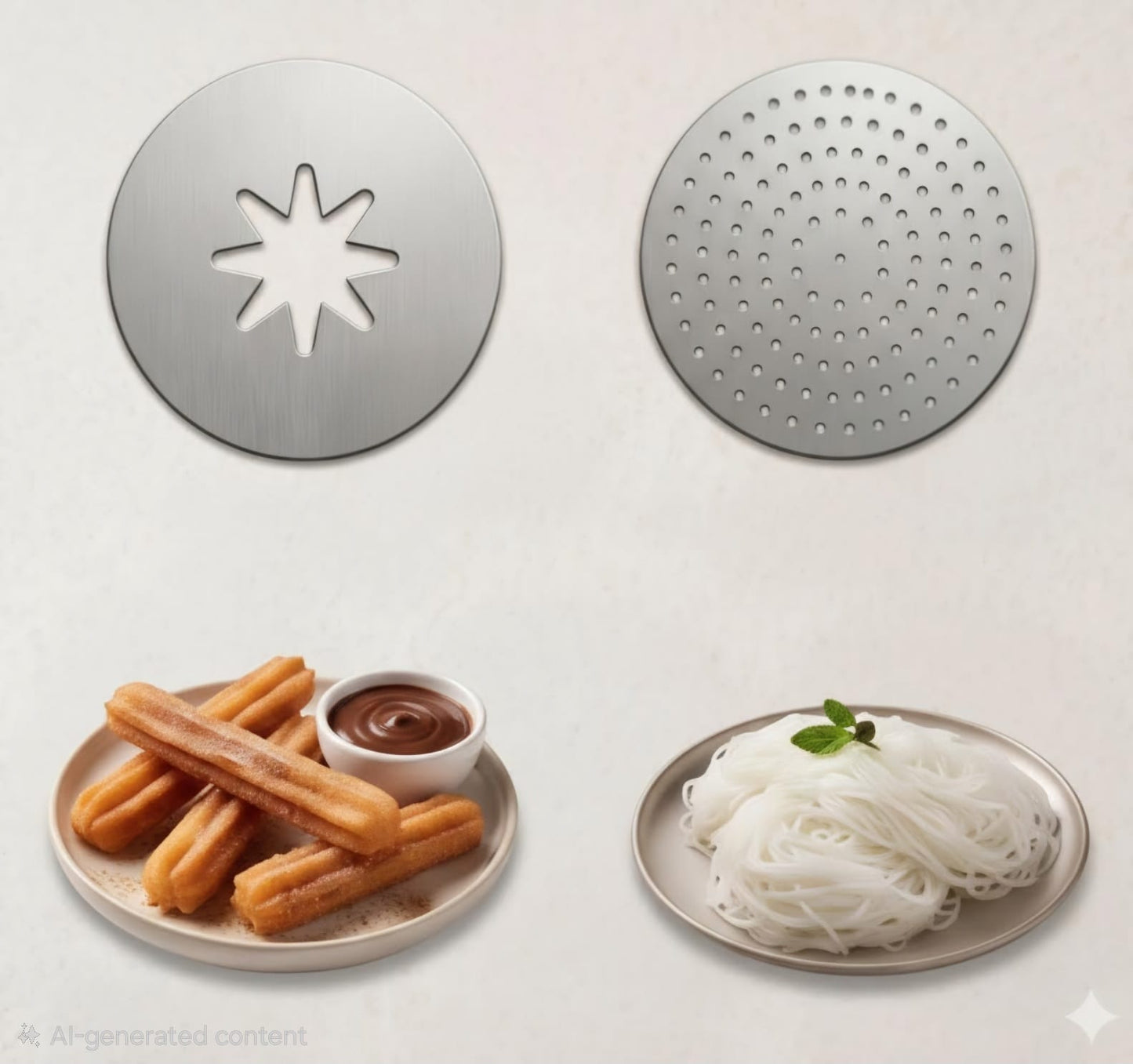 Parotta and Interchangeable Discs for Idiyappam, Murukku, Churros and more